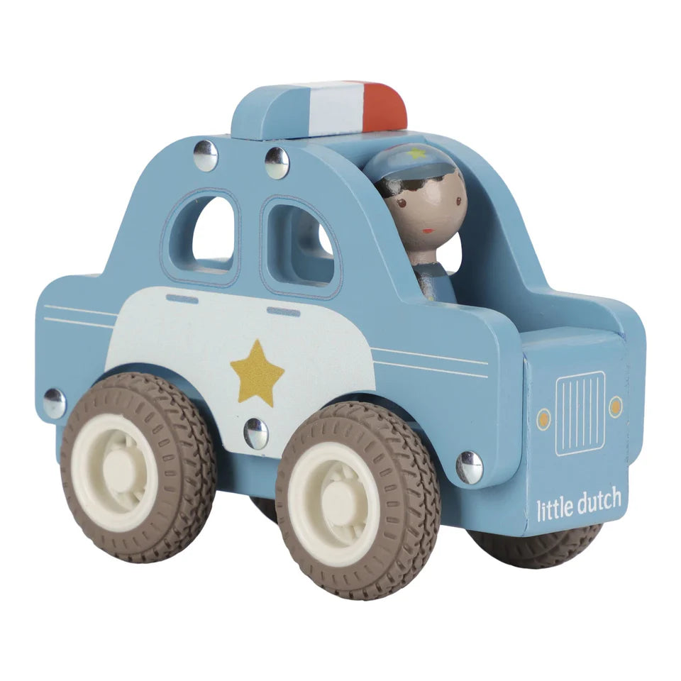 Voiture de police en bois - Bleu
