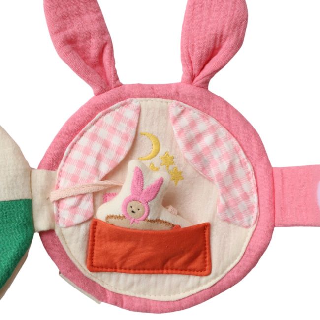 Livre d'éveil lapin rose - Chichi pompon