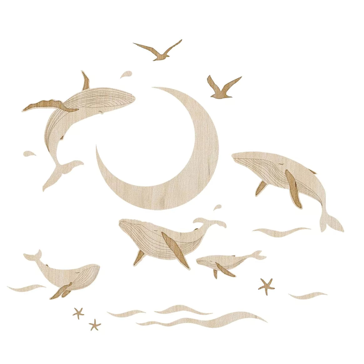 Set décoration en bois - Thème baleine