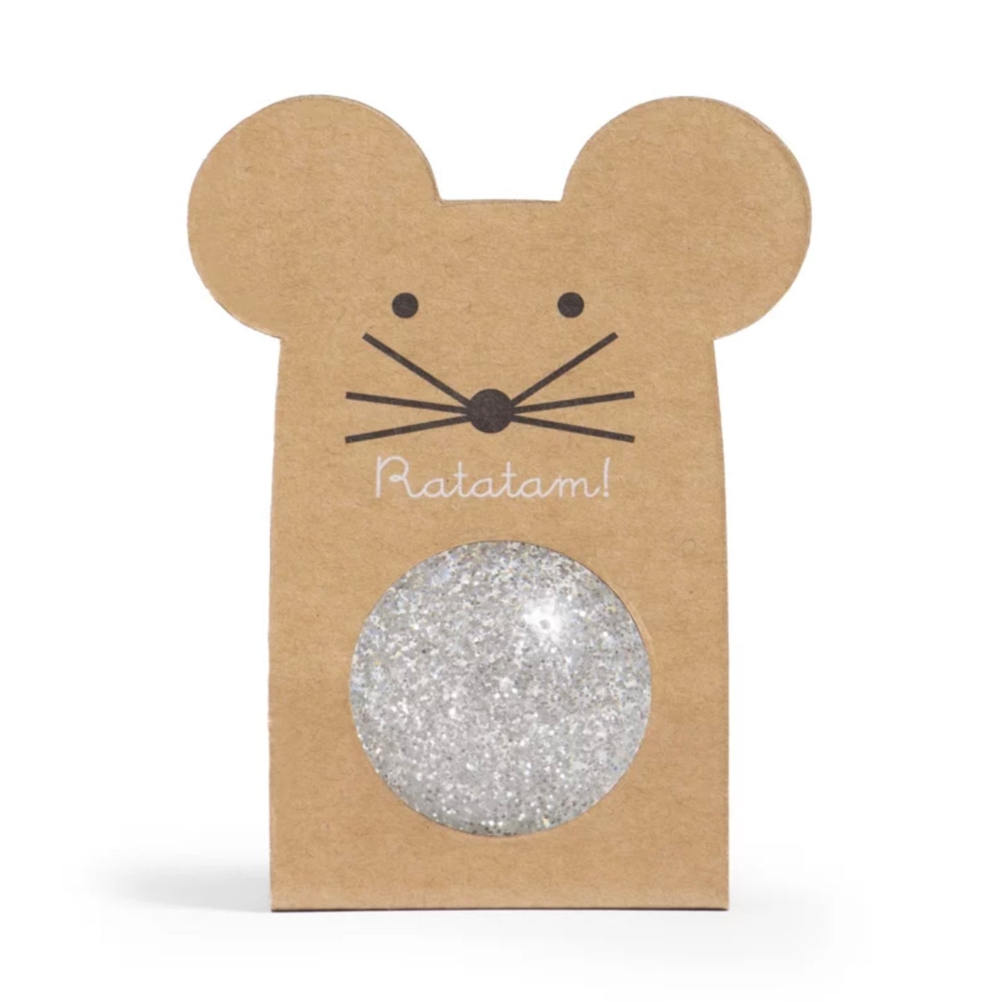 Balle rebondissante Souris - Paillettes argenté