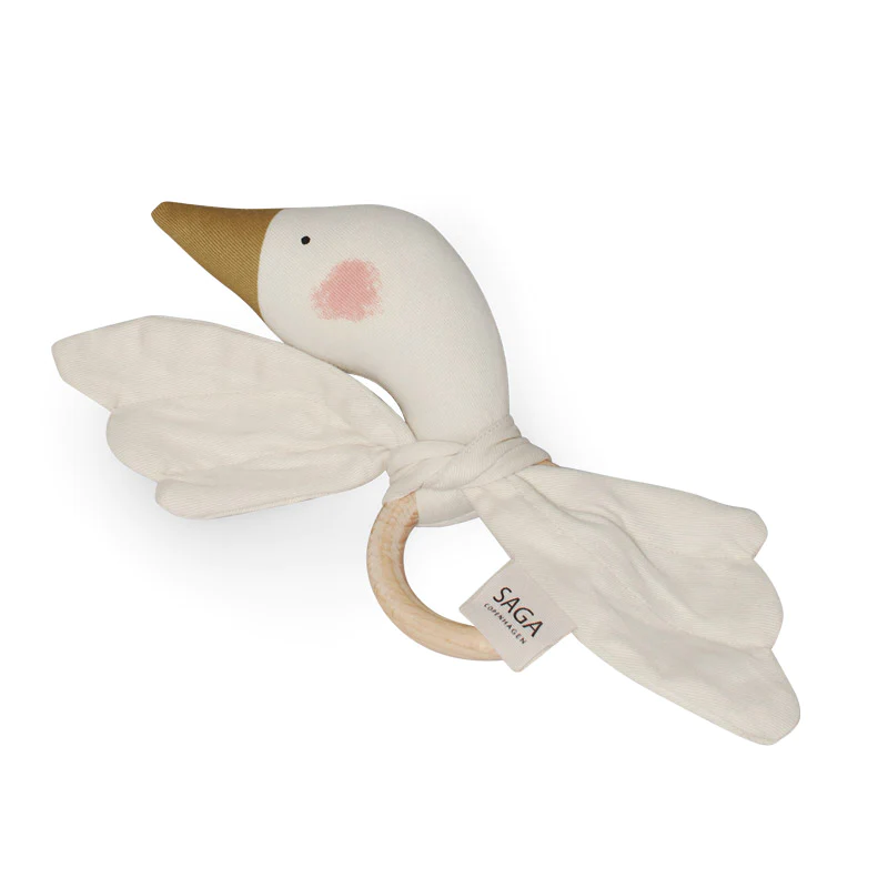Hochet bois/coton - Oie