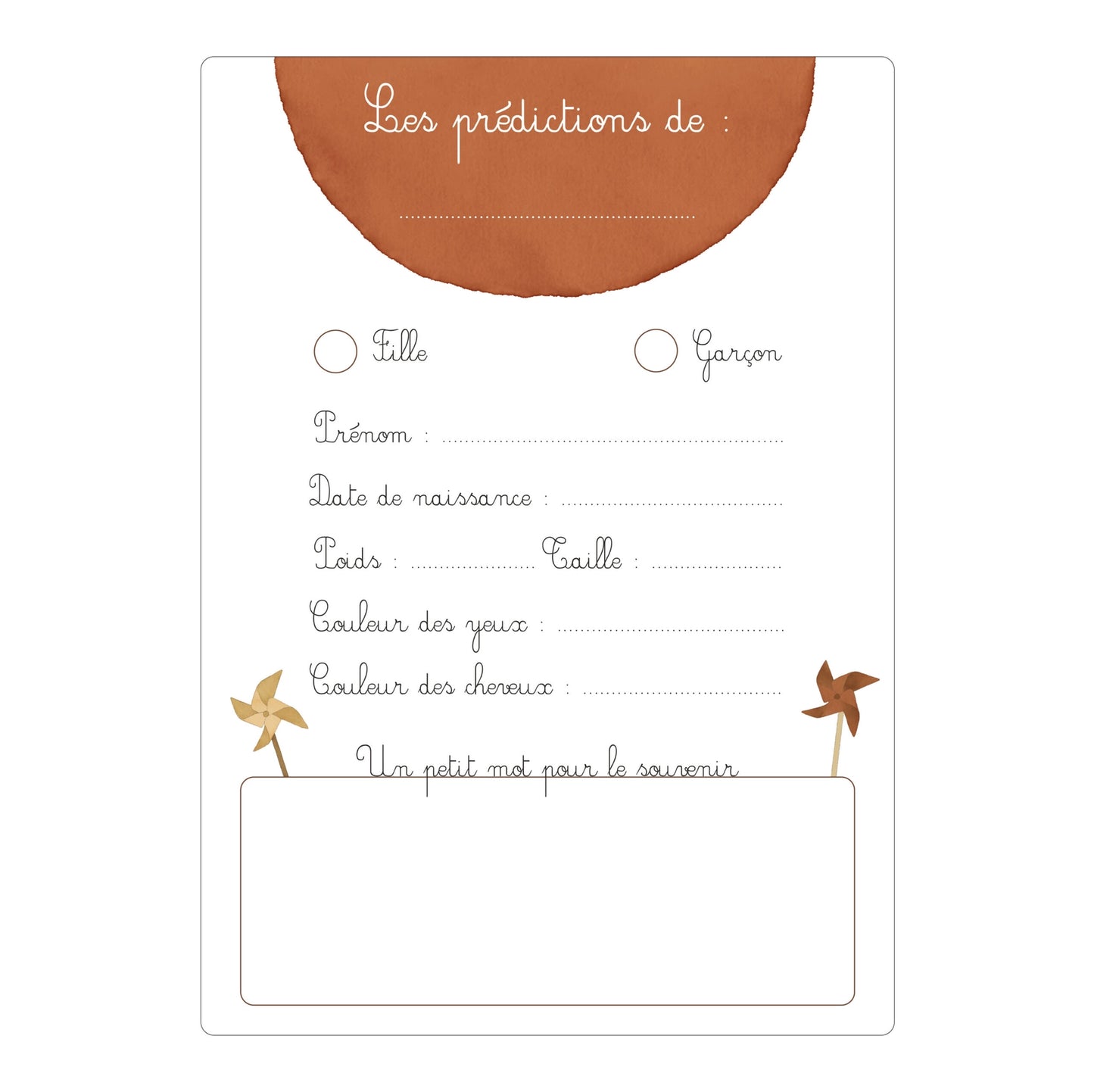 Carte pronostic bébé - Lot de 6