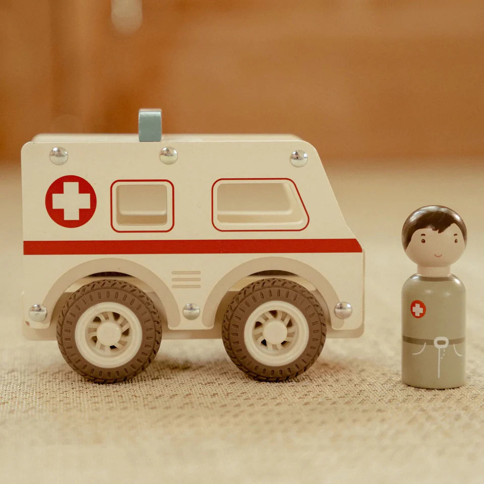 Ambulance en bois - Blanc