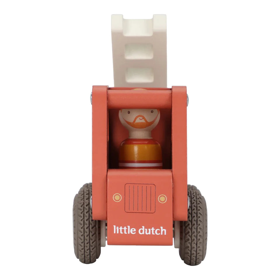 Camion de pompier en bois – Rouge