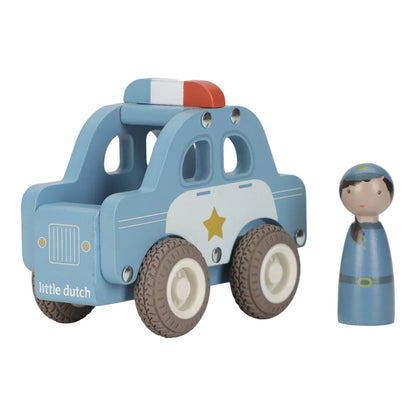 Voiture de police en bois - Bleu