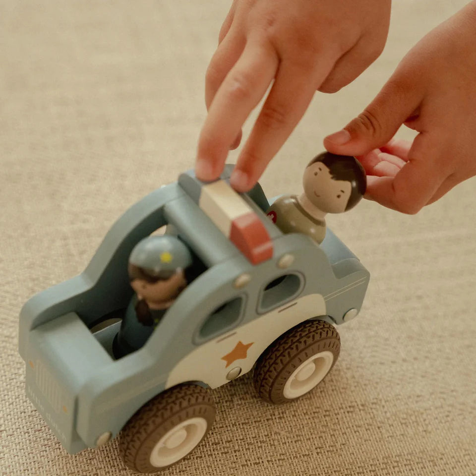 Voiture de police en bois - Bleu