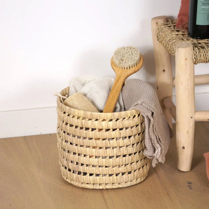 Petit panier rond en feuilles de palmier - 22 cm