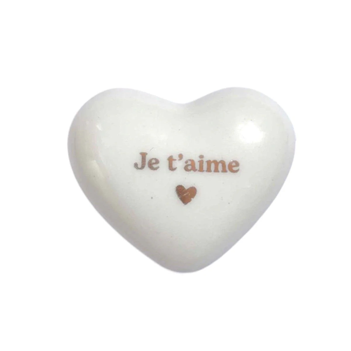 Cœur en céramique blanc et doré - Je t'aime