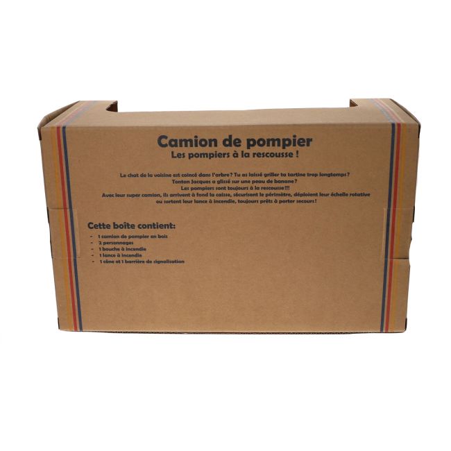 Camion de pompiers en bois rouge