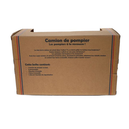 Camion de pompiers en bois rouge