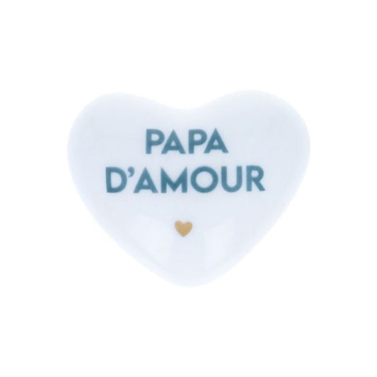 Cœur en céramique blanc et doré - Papa d'amour