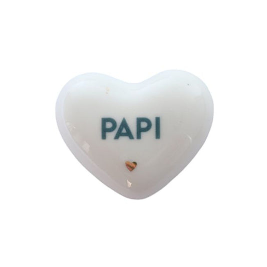 Cœur en céramique blanc et doré - Papi