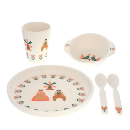 Coffret repas en mélamine fleuri - Folk d'été