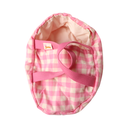 Couffin pour poupée vichy rose - Chichi pompon