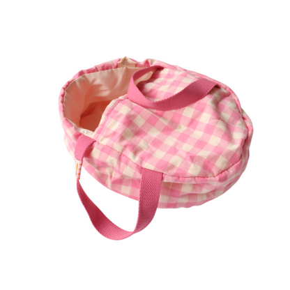 Couffin pour poupée vichy rose - Chichi pompon