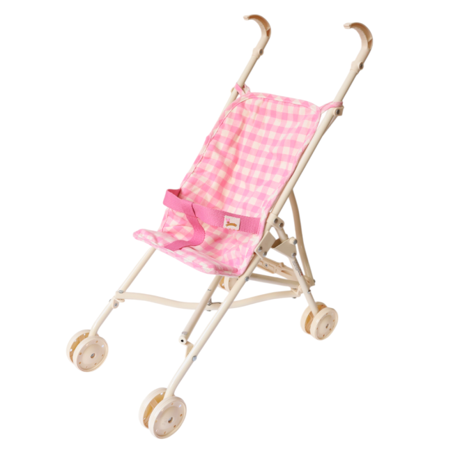 Poussette pour poupée vichy rose - Chichi pompon