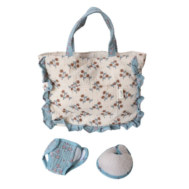 Set à langer pour poupées fleuri et sherpa - À la cueillette