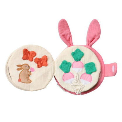 Livre d'éveil lapin rose - Chichi pompon