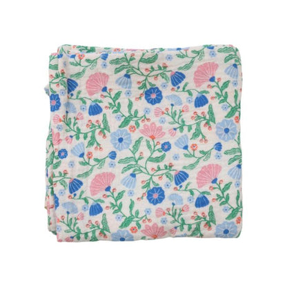 Lange fleuri bleu et rose 70x70 cm - Joli Paon