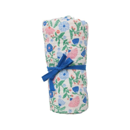 Lange fleuri bleu et rose 70x70 cm - Joli Paon