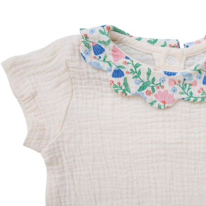 Tee-shirt écru et fleurs - Joli Paon