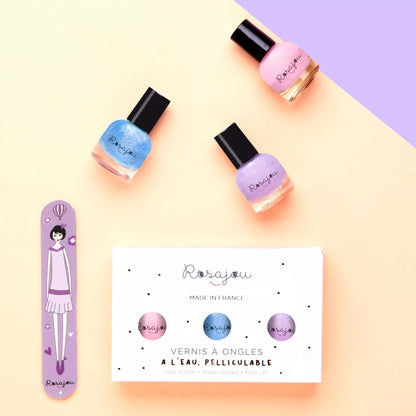 Coffret 3 vernis + lime à ongles - Flamingo x Givré x Lavande