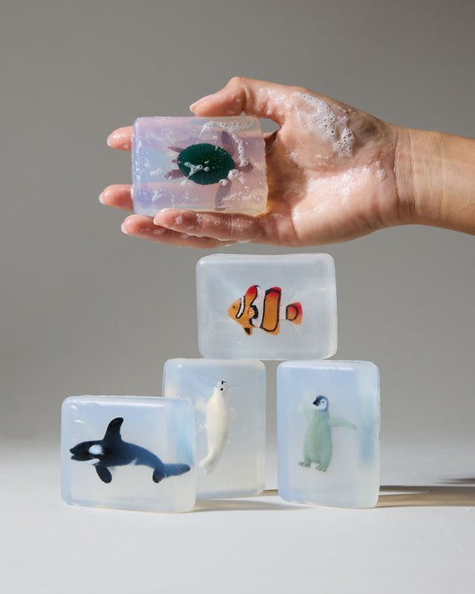 Savon transparent avec figurine - Animaux sauvages