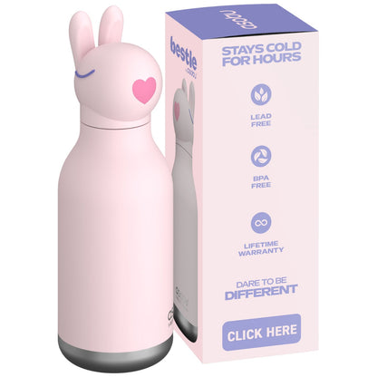 Gourde isotherme Bestie - Lapin Rose