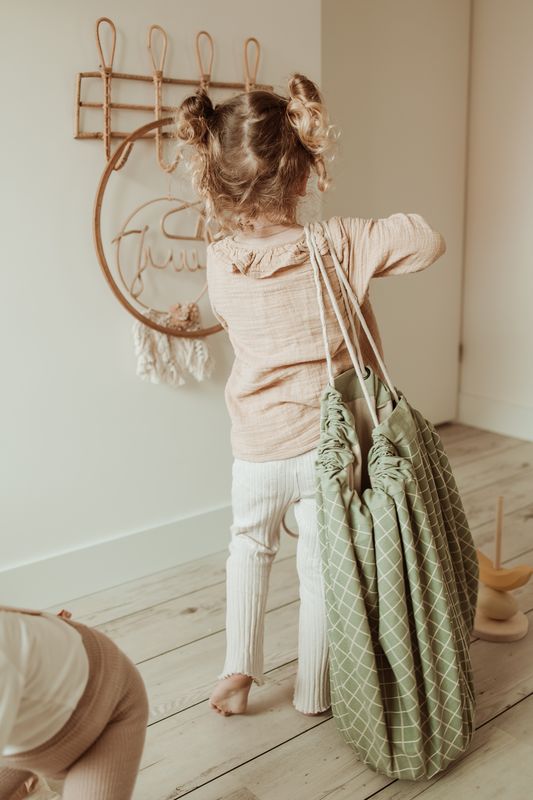 Sac De Rangement/Tapis De Jeu - Organic Grid Green