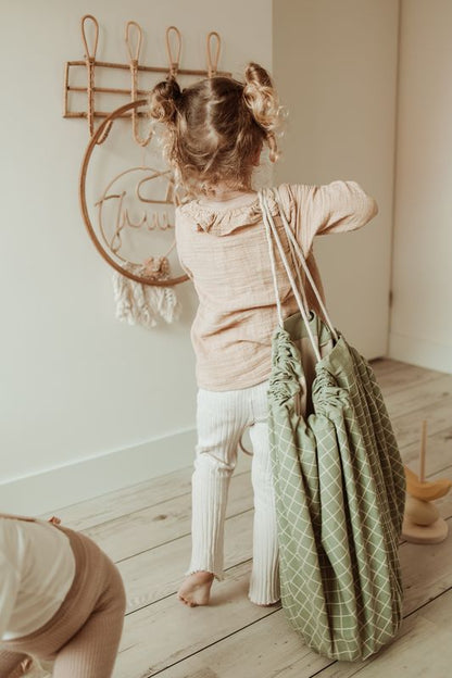 Sac De Rangement/Tapis De Jeu - Organic Grid Green