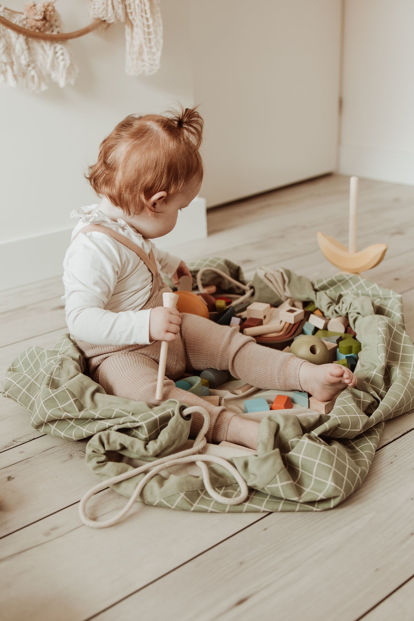 Sac De Rangement/Tapis De Jeu - Organic Grid Green