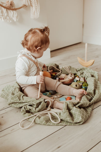 Sac De Rangement/Tapis De Jeu - Organic Grid Green