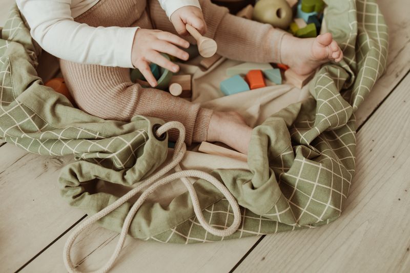 Sac De Rangement/Tapis De Jeu - Organic Grid Green