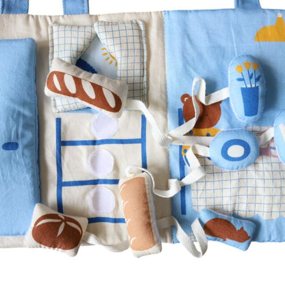 Livre d'éveil en tissu ours - Petit déj