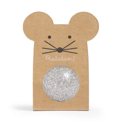Balle rebondissante Souris - Paillettes argenté