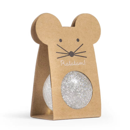 Balle rebondissante Souris - Paillettes argenté