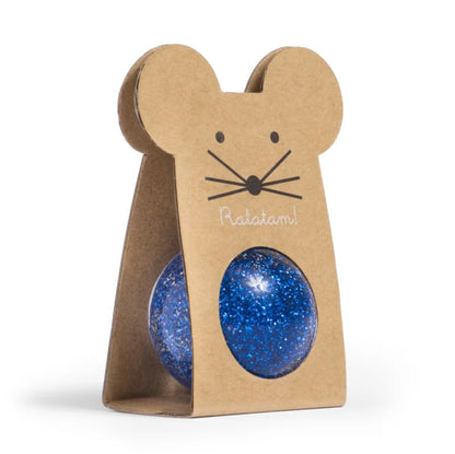 Balle rebondissante Souris - Paillettes bleu