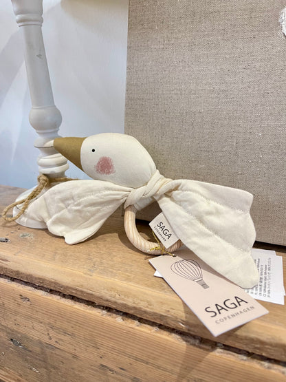 Hochet bois/coton - Oie