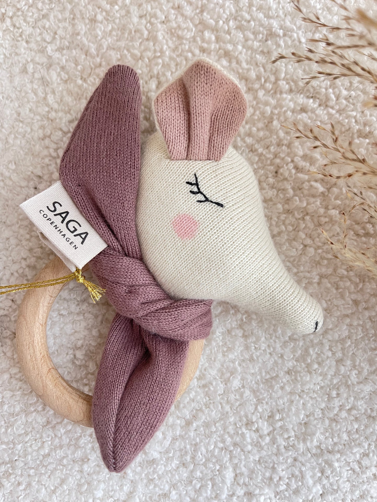 Hochet tricoté rose - Souris