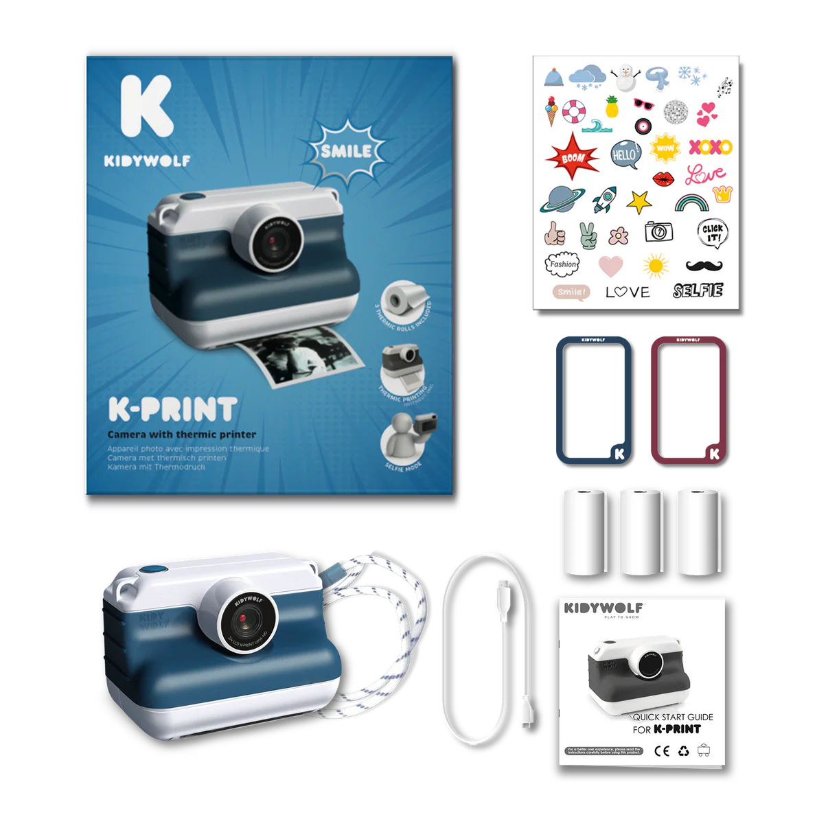 K-PRINT - Appareil photo à impression thermique bleu