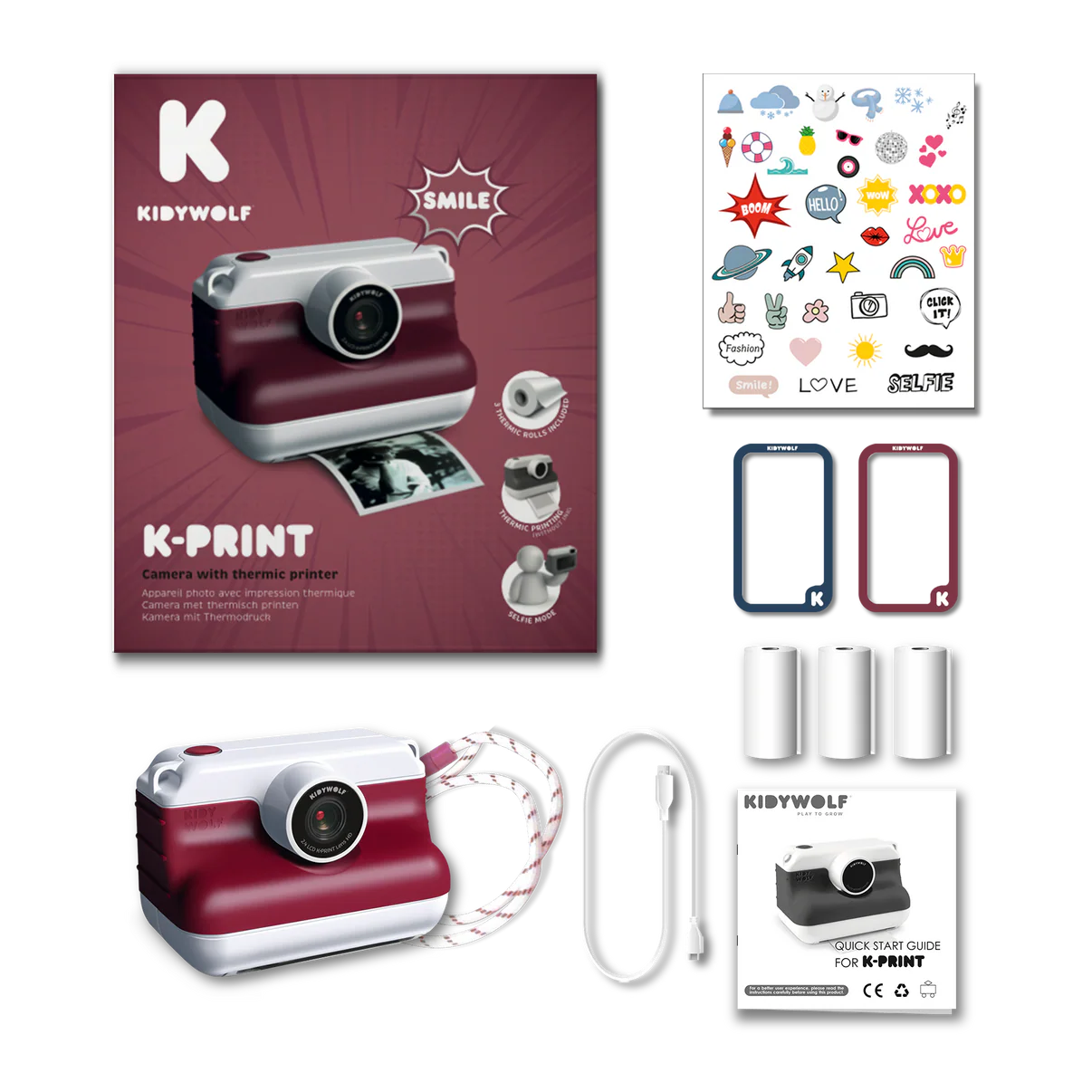 K-PRINT - Appareil photo à impression thermique bordeaux