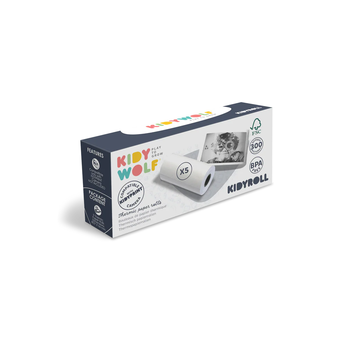 KIDYROLL - Recharge papier classique pour KIDYPRINT / K-PRINT
