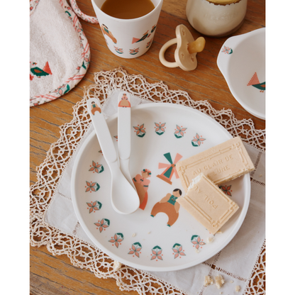Coffret repas en mélamine fleuri - Folk d'été