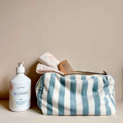 Trousse De Toilette Vic Éponge - Rayée Bleu