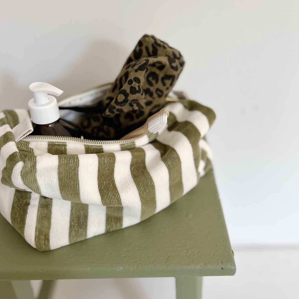 Trousse De Toilette Vic Éponge - Rayée Kaki
