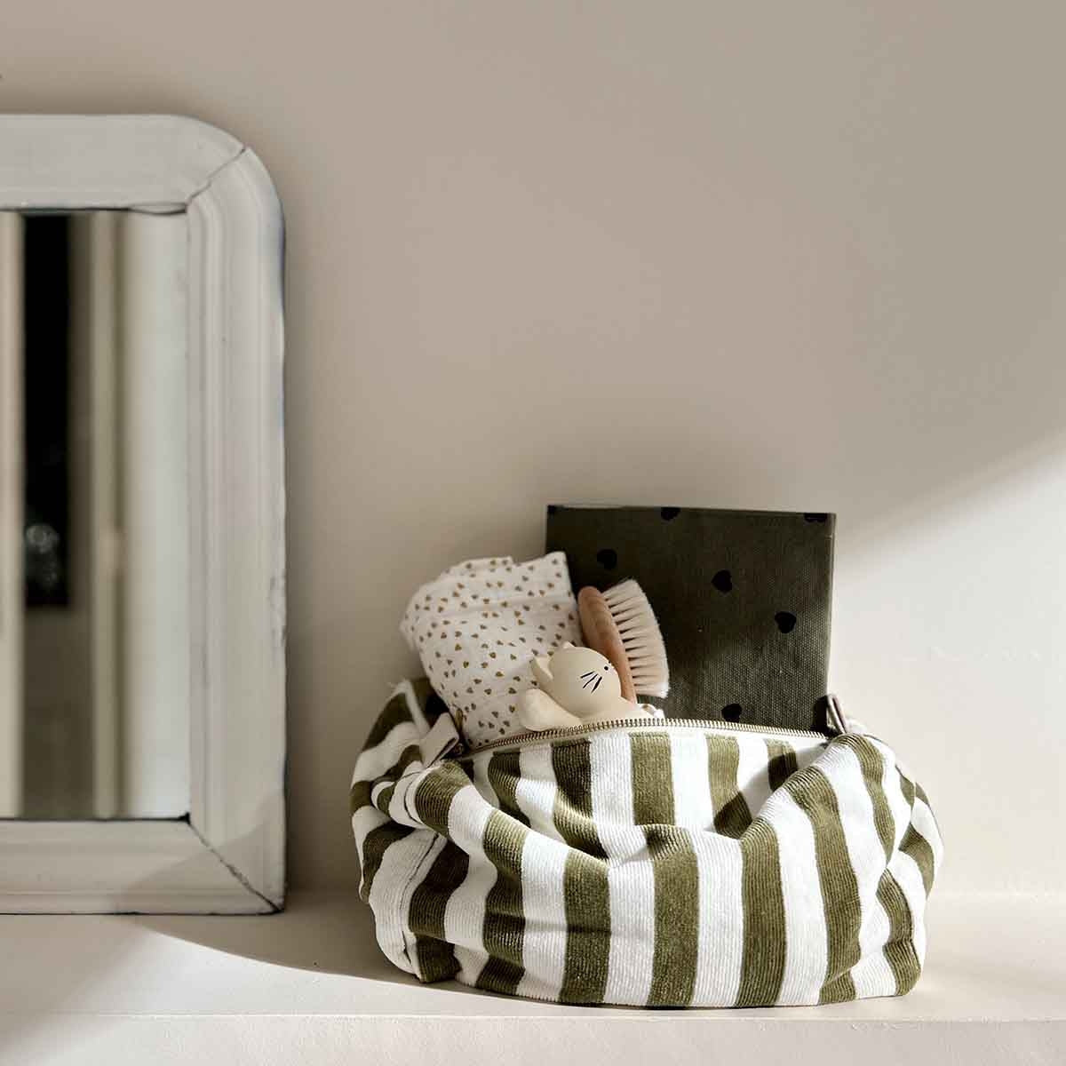 Trousse De Toilette Vic Éponge - Rayée Kaki