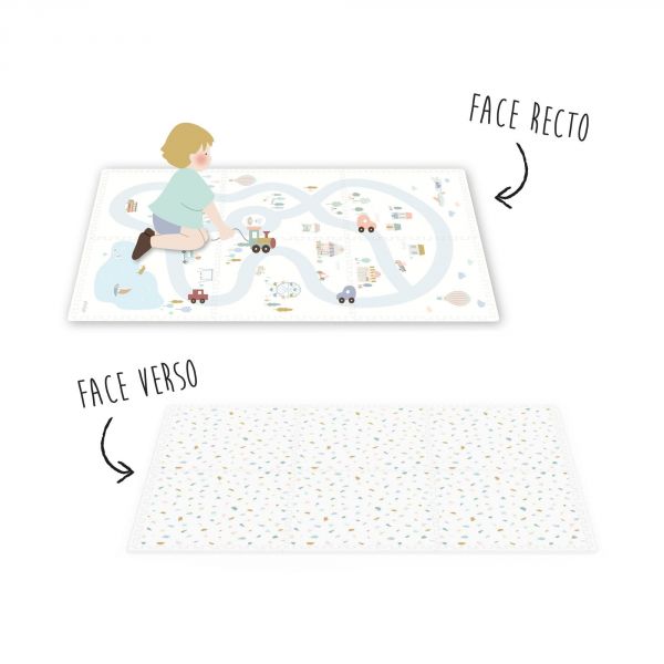 Tapis puzzel, boîte de rangement & mini maison - Village