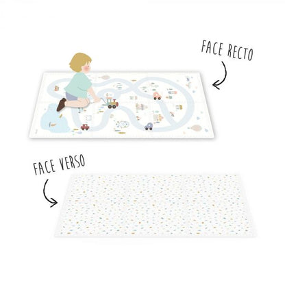 Tapis puzzel, boîte de rangement & mini maison - Village