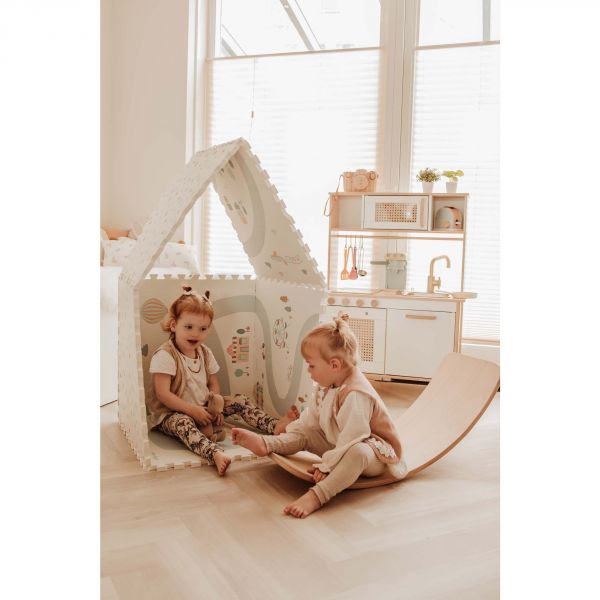 Tapis puzzel, boîte de rangement & mini maison - Village