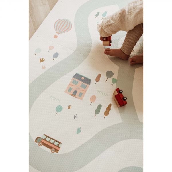 Tapis puzzel, boîte de rangement & mini maison - Village